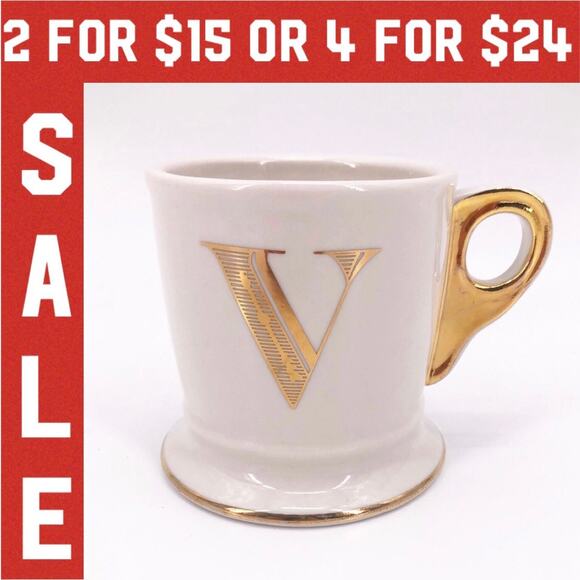 🔴 ANTHROPOLOGIE Initial V Coffee mug - Picture 1 of 5